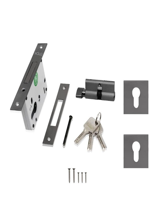Volo Door Dead Lock with Brass 60mm Cylinder and computerised Keys for Exterior/Interior Door. (Satin Black) - Image 1